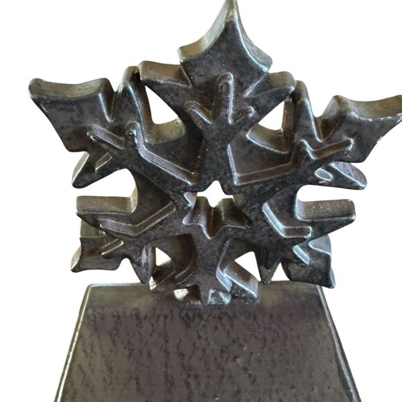 Snowflake Cast Iron Metal Christmas Mantle Stocking Holder Decor Heavy 3D Brown - Picture 4 of 14